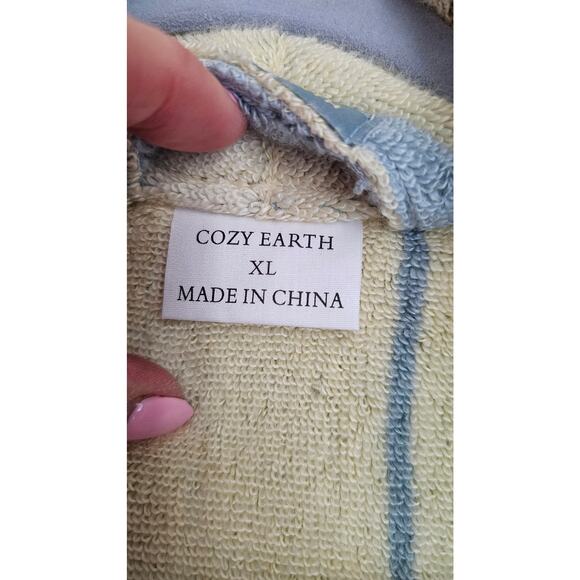 Cozy Earth Windowpane Resort Robe in Blue Lagoon, Loungewear Womens Sz XL - Picture 10 of 12